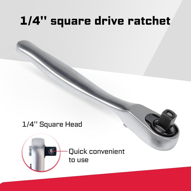 GEINXURN Mini Ratchet Wrench& Bit Holder Set 4 Pcs, 1/4" Drive Ratchet Handle Wrench, 72-T Quick-Release Reversible Socket Wrench, Impact Extension Bit Holder with Case - Image 5